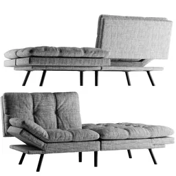 Detailed Blender 3D model of a contemporary single-arm sofa with textured upholstery and sleek legs.