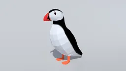 Detailed Blender 3D puffin model with quads, optimized for low-poly rendering and CG visualization.