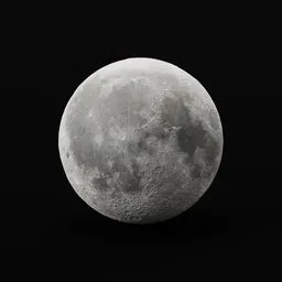 Highly detailed lunar surface 3D model with realistic textures, including AO, normal, and displacement maps.