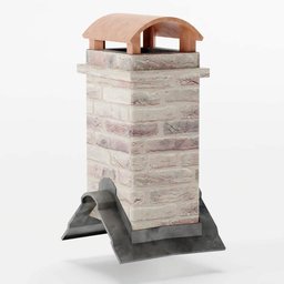 "Brick chimney with a terracotta cowl vent modeled in Blender 3D, inspired by Guido Borelli da Caluso and Ivan Lacković Croata. Features wooden roof and chimney cap. Perfect for adding rustic charm to 3D architectural designs."