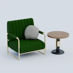 Green Ribbed Armchair
