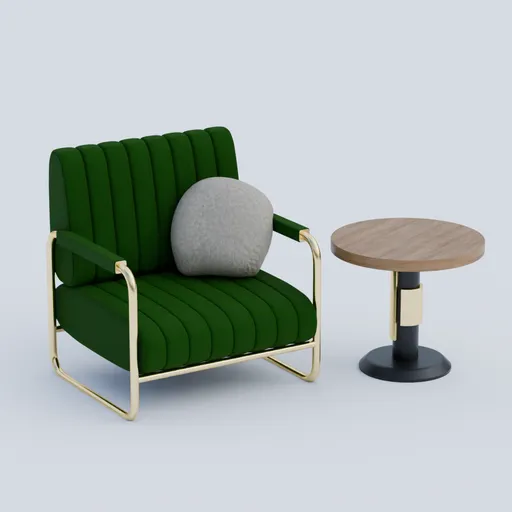 Green Ribbed Armchair