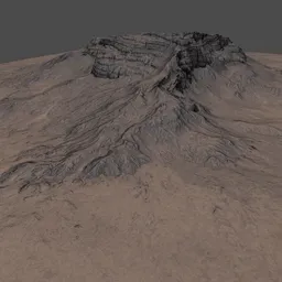 Detailed 3D model of a rugged mountain terrain for use in Blender, high-resolution textures, for digital landscapes.