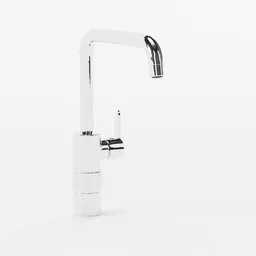 3D Blender model of a modern instant hot water tap, chrome finish, isolated on white.