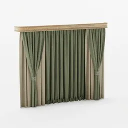 "Fabric Canvas Creased Vintage Curtain for Blender 3D: Highly Detailed Theatre Equipment Inspired by Telemaco Signorini. Perfect Render of Realistic Cloth Puppet Suitable for Ancient Room Designs."