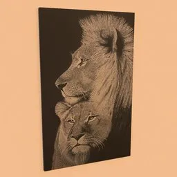 Two Lions Painting