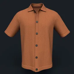 Herringbone Sitch Knit Button-Down Shirt