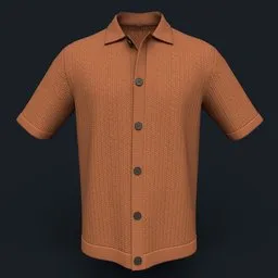 Herringbone Sitch Knit Button-Down Shirt