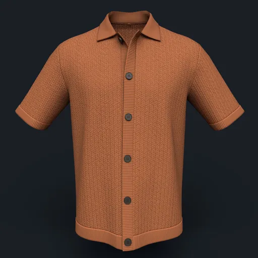 Herringbone Sitch Knit Button-Down Shirt