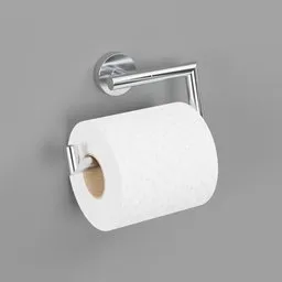 "Chromium wall mount toilet paper holder with soft paper roll - 3D model for Blender 3D. High resolution, easy to use and well rendered. Perfect for bathroom scenes and interior design projects."