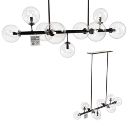 3D-rendered modern linear chandelier with multiple bulbs for Blender artists.