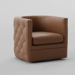 Leather Swivel Barrel Chair
