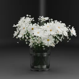 White Cosmos Flowers Vase