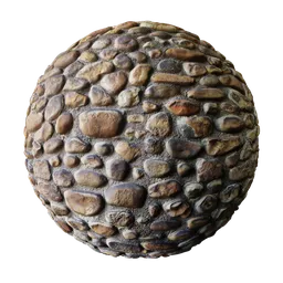2K resolution seamless pebble stone texture for Blender 3D artists, with detailed displacement for realistic rendering.