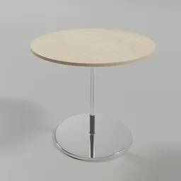"Stylish and versatile movable cafe table with a metal base and wooden top, perfect for occasional use. 3D model created with Blender 3D software by Apelles, featuring clean digital rendering and smooth lines. Ideal for an IKEA-style interior, as seen in the listing image."