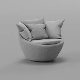 Round Fabric Sofa with Pillows