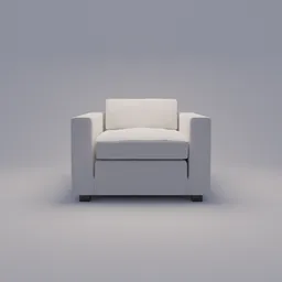 Detailed modern single sofa 3D model with plush cushions, designed for Blender rendering.