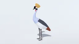 Low Poly Grey Crowned Crane