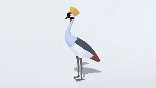 3D Blender model of a stylized Grey Crowned Crane with low poly design, optimized for CG visualizations.