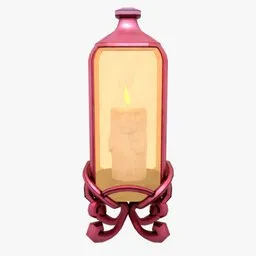 Anime-inspired 3D fantasy lamp model with intricate design and animated flame for Blender rendering.