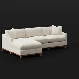 Modern L-Shaped Sectional – Cream