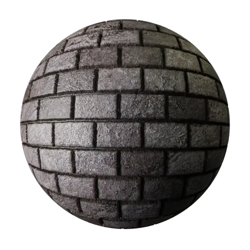 Realistic 3D rendering of a stone brick texture for Blender PBR material with finesse surface displacement details.