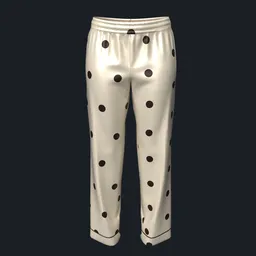 Polka Dot-Patterned Silk Pajama Bottoms