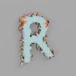 Rough metal Letter R