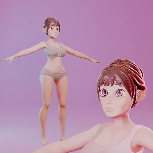 Stylized Cartoon Middle-Aged Woman – Rigged Base Mesh (Rigify)