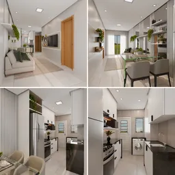 Living room and kitchen