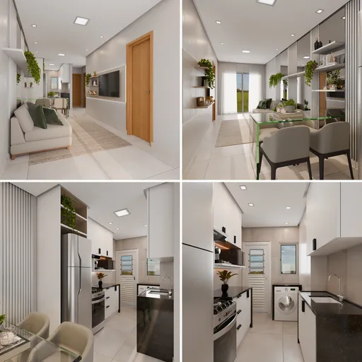 Living room and kitchen