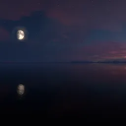 Red Twilight Sky Moon Night