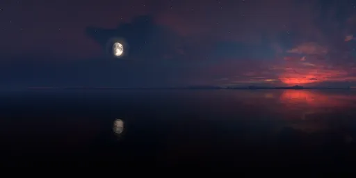Red Twilight Sky Moon Night