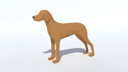 3D visualization of a stylized low poly Hungarian Vizsla, optimized for Blender CG projects with separate eye mesh.
