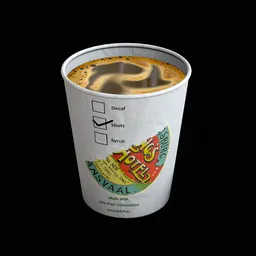 Realistic Blender 3D coffee cup model with 4K texture for food and drink digital rendering.