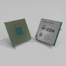 Alt text: "AMD Ryzen 9 5900X CPU 3D model for Blender 3D - the fastest desktop processor up to 4.8 GHz. Close-up view with small processor on top. Rendered with Vue, Ayanamikodon and Irakli Nadar."