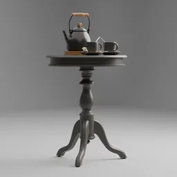 Tea Set on Round Side Table