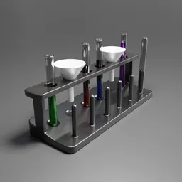 Detailed 3D-rendered test tubes with colorful liquids for scientific visualization in Blender.