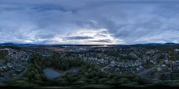 Aerial City Overcast Sunset Sky