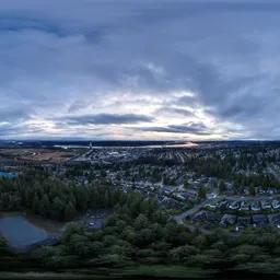 Aerial City Overcast Sunset Sky