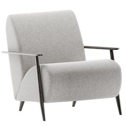 "MEGHAN Armchair, a stylish and contemporary furniture piece, designed by KAVE HOME. This 3D model for Blender 3D showcases a wooden-framed armchair with elegant grey upholstery, adding a touch of sophistication to any interior space."