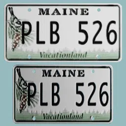 Maine License Plate 3D model for Blender, ideal for vehicle scenes, with basic texture.