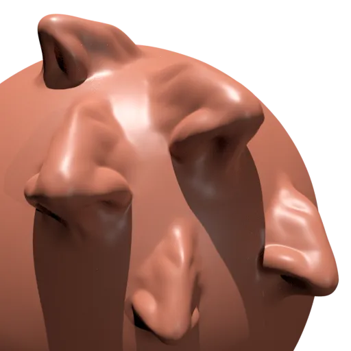 3D sculpting brush for detailed nasal feature shaping in Blender, VDM-style.