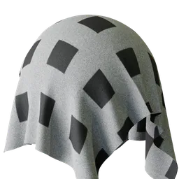 High-resolution gray checkered fabric PBR material for 3D modeling in Blender and other software.