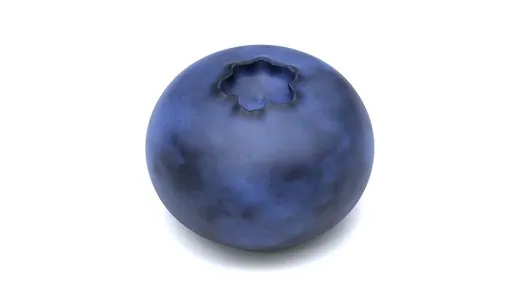 Realistic Blender 3D model render of a blueberry, detailed texture, ideal for digital artwork.