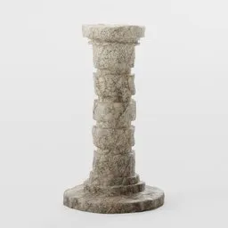 Detailed 3D stone pillar model for Blender urban scenes, showcasing intricate textures and realistic design.