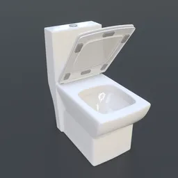 Detailed 3D model of a ceramic floor-mounted toilet for Blender rendering and animation.