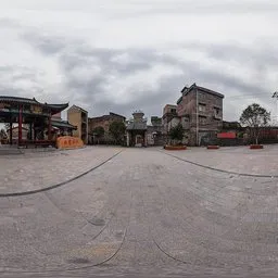 Plaza on a cloudy day