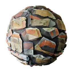 Seamless PBR stylized stone texture for Blender 3D and animation, 2K resolution.