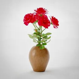 Red Roses in Vase